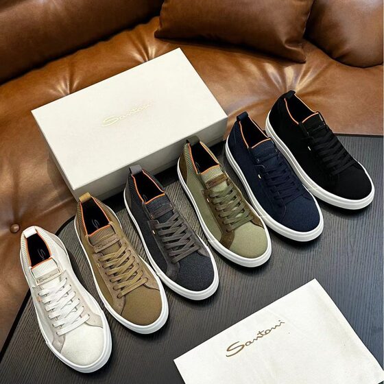 Cross-border men's shoes 2024 new sneaker breathable mesh high-end brand Joker calf leather fabric casual men's shoes