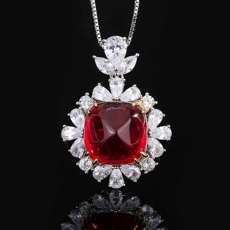 Zhuang Sheng joyería S925 plata imitación color tesoro marrón torre de azúcar industria pesada sello inferior colgante anillo traje 14*14-12*12