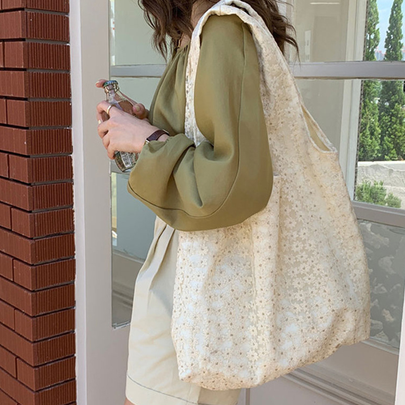 2025 New Style Mesh Women's Bag Floral Shoulder Bag Flower Academy Crossbody Bag Fairy Style Artistic Summer Bag