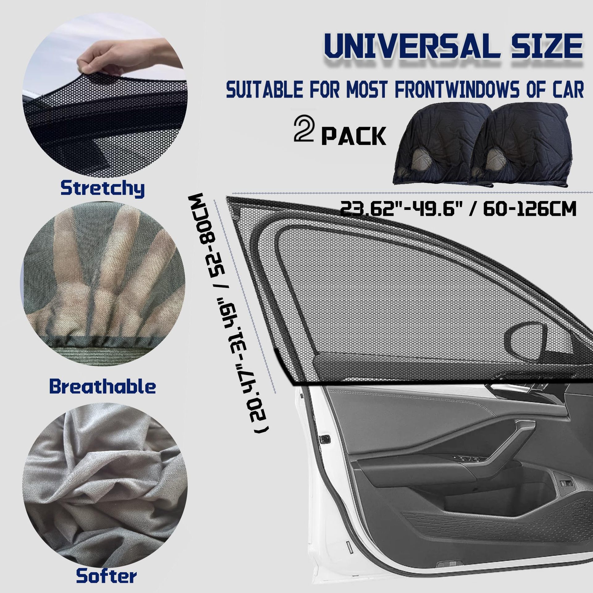 Universal Stretch Elastic Car Anti-Mosquito Curtain Sunshade Mesh Breathable Sun Protection and Heat Insulation Car Sunshade