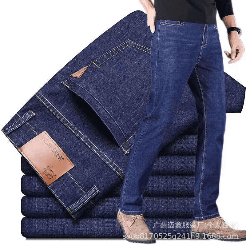 春夏秋牛仔裤男款宽松直筒弹力中腰长裤子男装批发外贸Men'spants|undefined