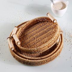 日本式のプラスチックは藤編みのパンかごの丸い家庭用果物皿の午後のお茶皿の朝食皿の収納かごです。