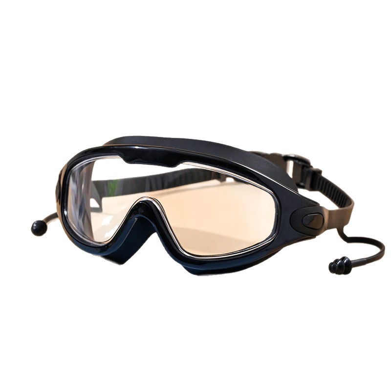 Gafas de Natación de Marco Grande para Adultos de PC Antivaho e Impermeable con Tapones de Oídos para Natación y Buceo