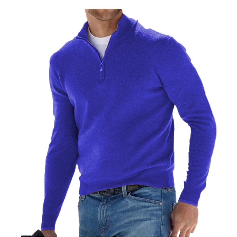 2023 Independent Station Amazon Новая Осенняя шерстяная плюшевая молния с V-образным вырезом и длинным рукавом Мужская Повседневная рубашка-поло