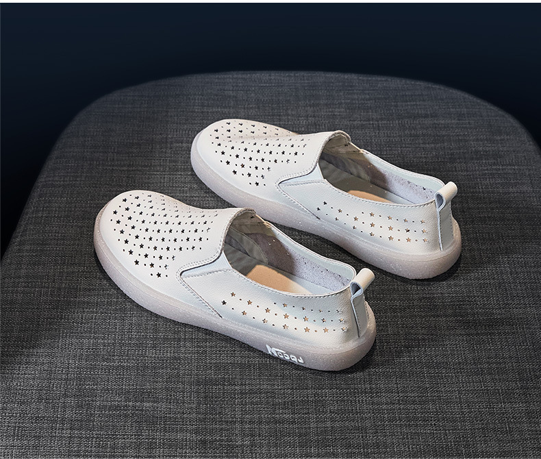 Giày sneaker nữ lưới thoáng khí đế bệt dáng thể thao — Màu be A68 chi tiết 24