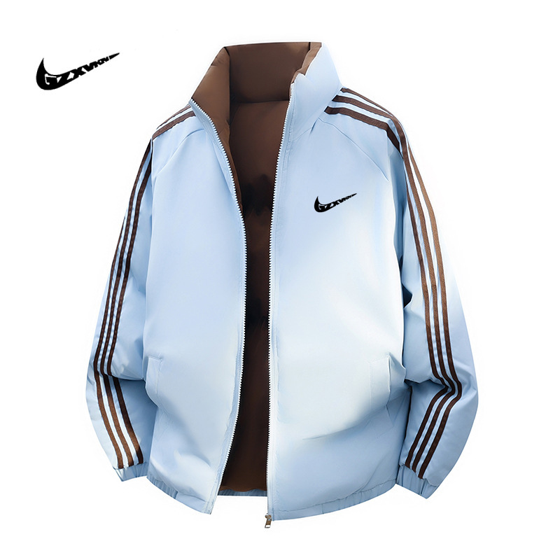 Cross-Border Three-Stripe Reversible American High Street Jacket for Men and Women, Retro Niche Winter New Couple Trendy Brand Cotton Coat