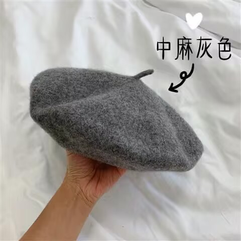 秋冬ホット販売レトロベレー帽女性日本森スタイル文学ウール画家帽子ウール無地|undefined