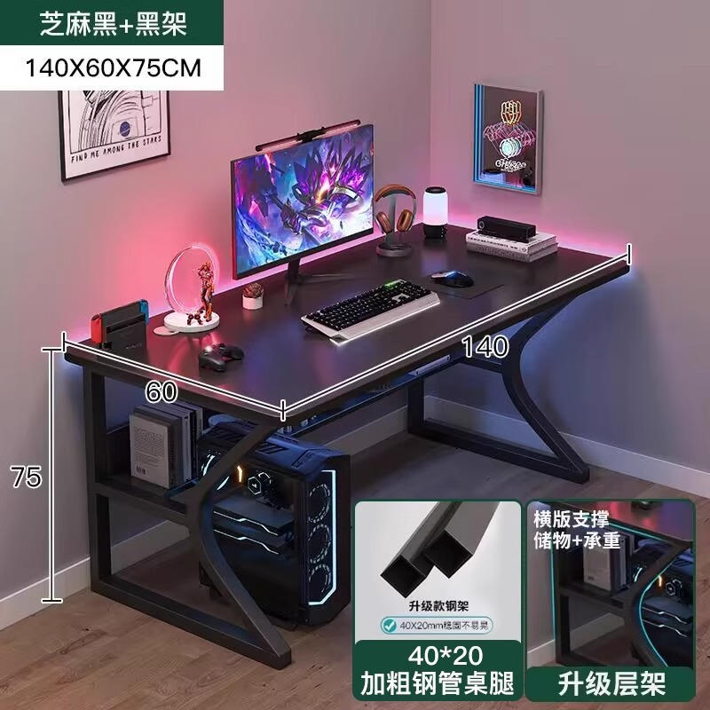 Escritorio para computadora, escritorio para el hogar, escritorio para dormitorio, escritorio de estudio para estudiantes, escritorio de oficina con almacenamiento simple, escritorio moderno para videojuegos. image 15