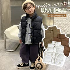 兒童加厚棉馬甲男童寶寶秋冬新款羽絨棉休閒加絨馬甲外套女童保暖