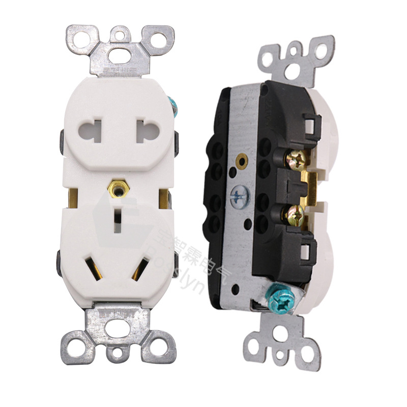 供应美标国标双联插座 美式双胞胎插座 三插二插国标插座10A 220V