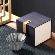 冰裂纹开片单杯 冰花杯铁胎花口茶碗盏铁茶杯黑冰主人杯抖音爆品