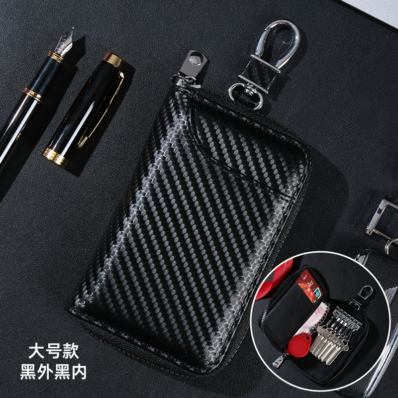 Nueva textura de fibra de carbono, llave ligera y moderna, bolsa para llaves multifunción, tarjetero, gancho, portátil, gran capacidad, uso doméstico