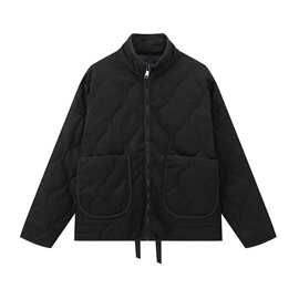 2024秋wish亚马逊eBay黑色绗棉长袖款棉服棉衣