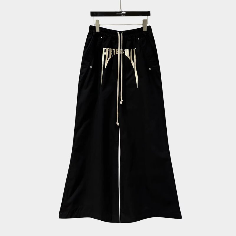 Ro Acbt Dark Embroidered Slogan Workwear Silhouette Wide-Leg Low-Rise Loose Casual Flared Long Pants Men's Trendy