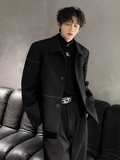 2025秋季小众明线雅痞垫肩西装外套男老钱风高级感痞帅西服韩版潮