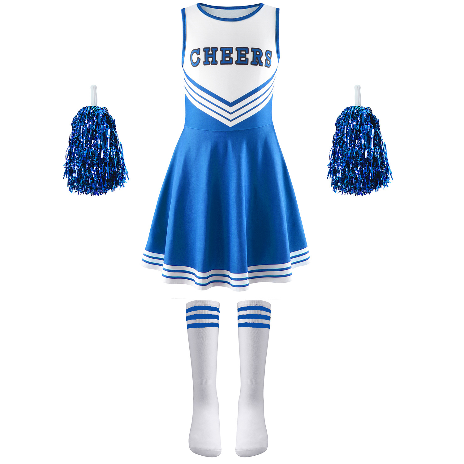 Blue La team skirt+ball flower+socks