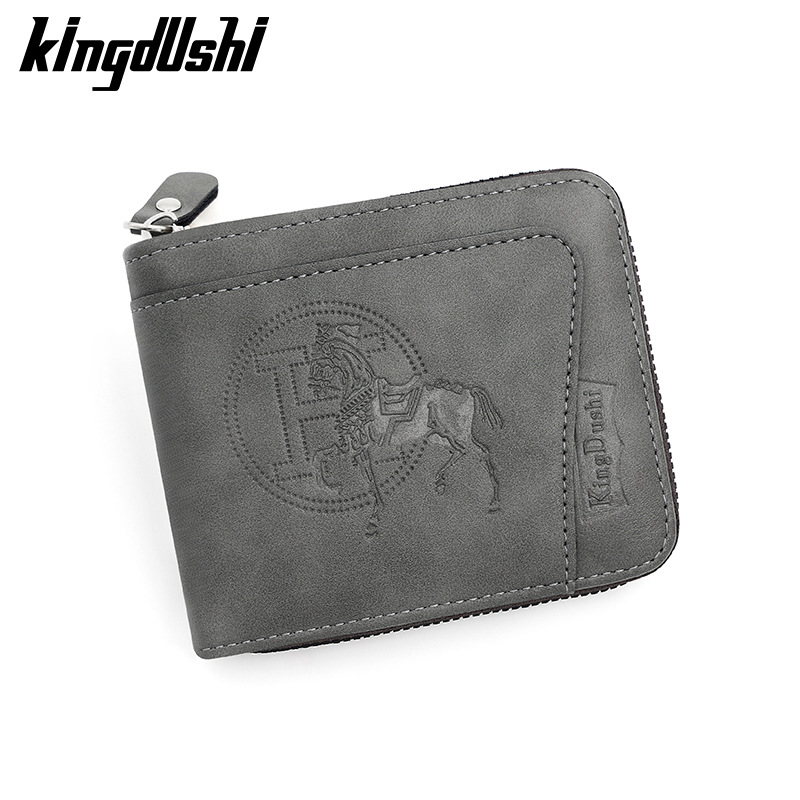 Nuevos hombres de la cadena de la cartera europea y americana retro estilo Horizontal cremallera bolsa moda corto tarjeta bolsa de la moneda bolsa al por mayor