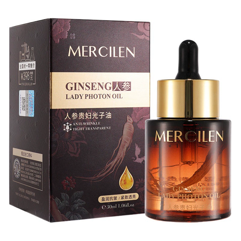 Mengxilan Ginseng Lady Photon Oil 30 мл Увлажняющее и увлажняющее укрепляющее опреснение Тонкая линия Увлажняющее эфирное масло против морщин