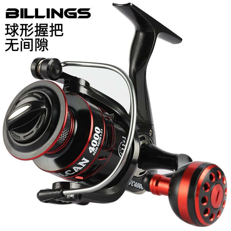 比灵斯跨境无间隙VC纺车轮金属CNC球把渔线轮渔轮路亚海竿轮reel|ms