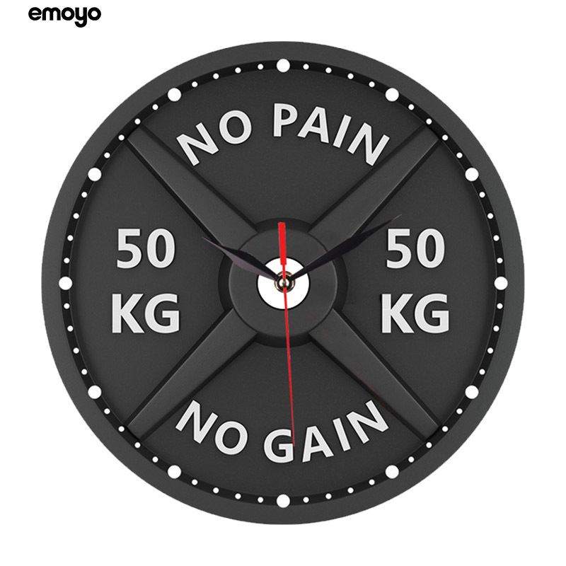 Creativo reloj personalizado gimnasio Barbell estilo industrial reloj decorativo creativo bar salón hogar mudo Reloj de pared
