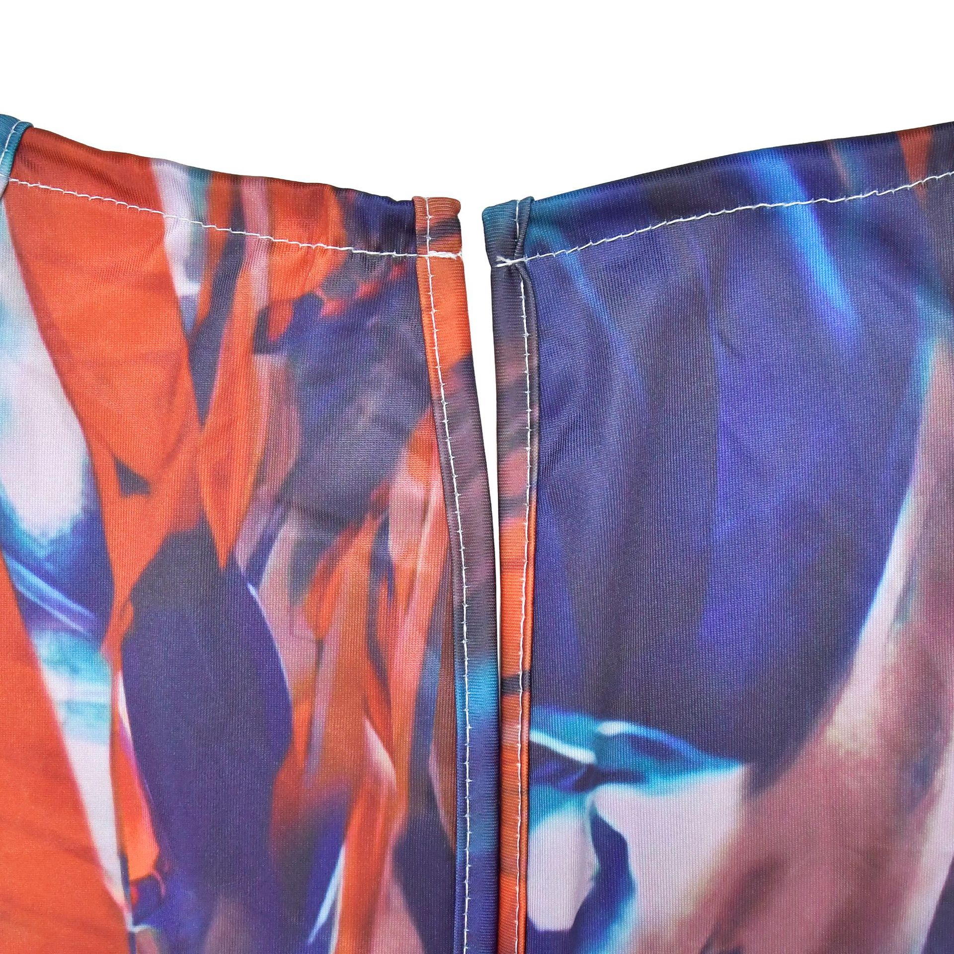 Women Wear Print Sleeveless Deep V Plunge Color Block Backless Long Conjoined Trousers