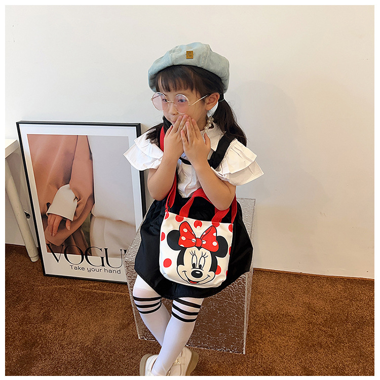 2023 Trendy and fashionable children's canvas cartoon printed crossbody bag, Korean version cute single-shoulder hand-held girls' coin purse undefined