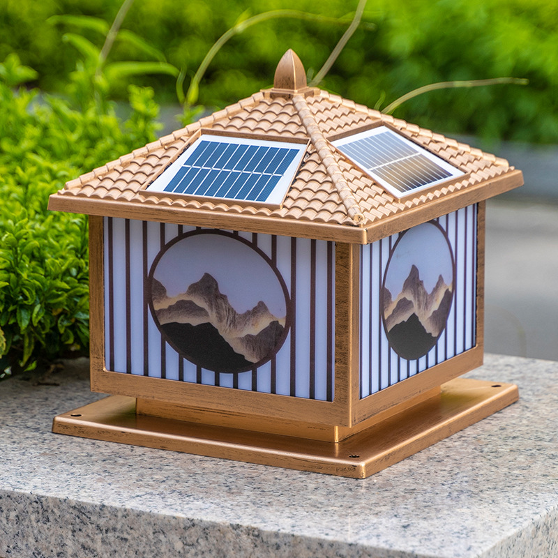 Luces solares para columnas, luces para postes de vallas, luces para pilares de portones de patios y balcones de villas, luces LED con panel solar