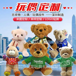 深圳厂家来图定制毛绒穿衣熊坐姿泰迪熊T恤毛绒卡通填充熊仔定做