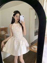 気質サマープリンセスレースステッチドレスショートドレス