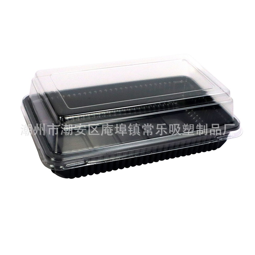 Paquete de comida rectangular de pastel de ensalada, pastel de pollo nativo anti-neblame espeso horneado, caja de embalaje desechable de punto oeste
