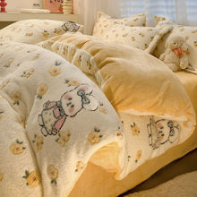 雪花绒牛奶绒被套单件2025新款棉冬天加绒被罩床品四件套跨境