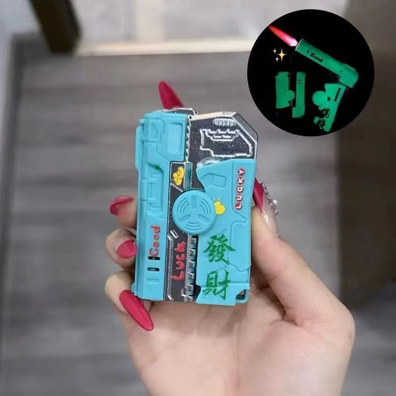 Nueva punta de dedo plegable giroscopio pistola encendedor novio celebridad de Internet inflable a prueba de viento rotación creativa descompresión personalidad image 17