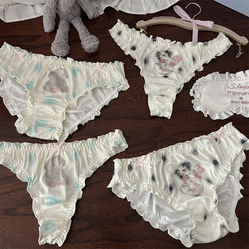 New Cute Elephant Dalmatians Dot Mesh Cool Breathable Stretch plus size Girl's Briefs G-string