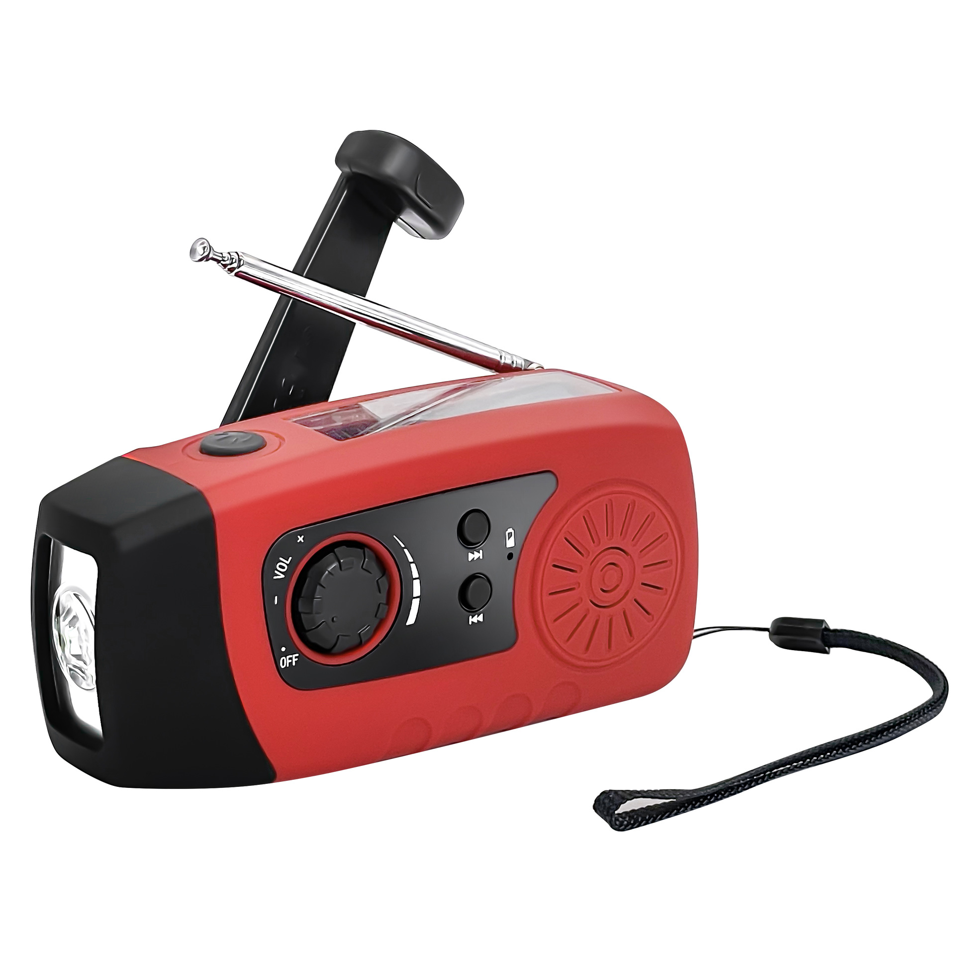 Radio multifuncional transfronteriza de manivela para prevención de desastres y emergencias, linterna FM con luz potente, búsqueda automática de estaciones portátil, interfaz USB. image 2