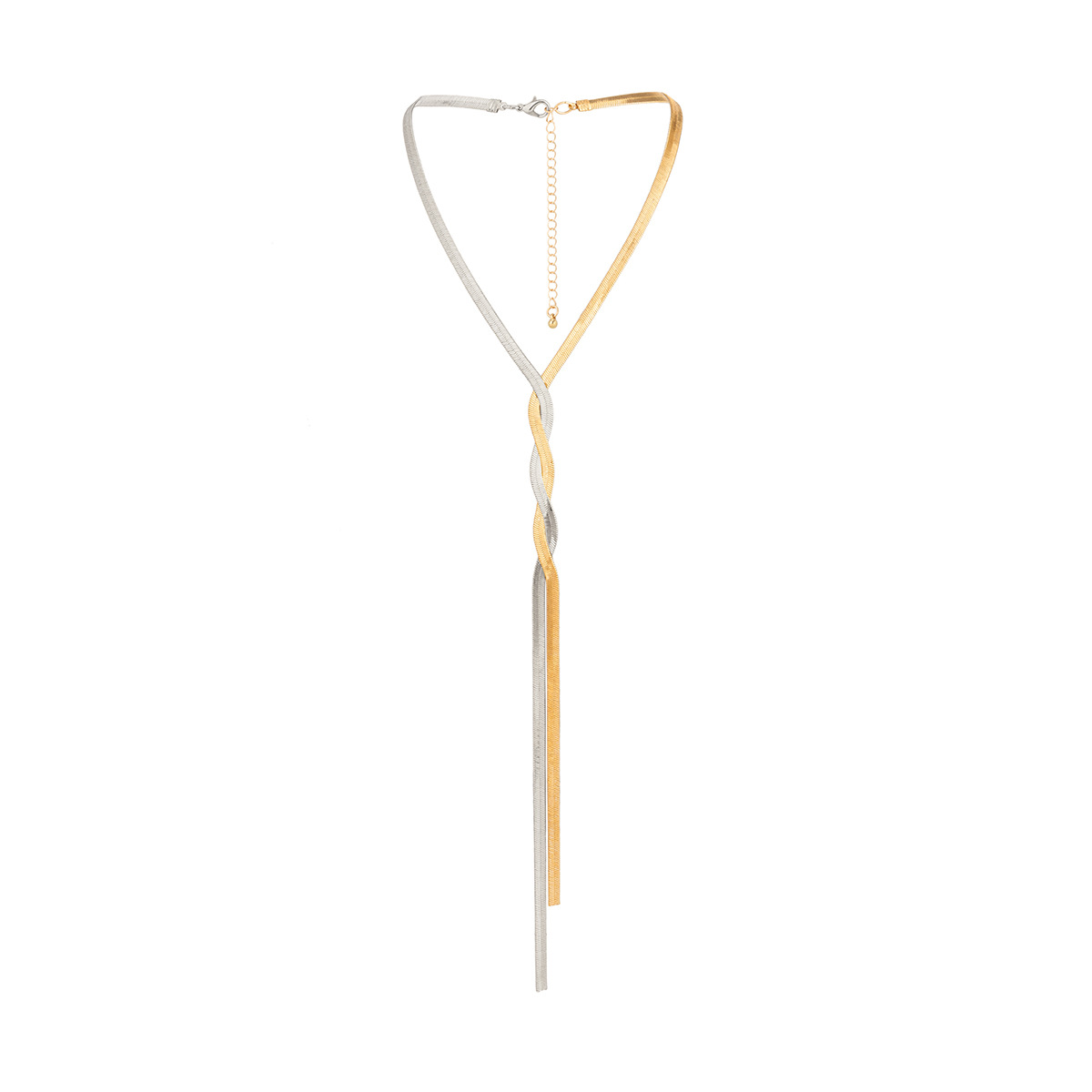 Collana girocollo lunga minimalista per donna Collana a spina di pesce Collare con nappa Catena in osso di serpente per collana a Y a strati Lariat per regali per donne e ragazze_voghion.com