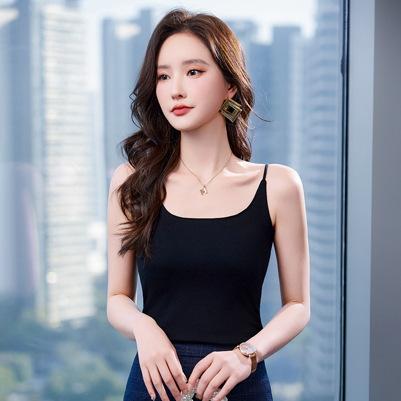 2026 Spring/Summer New Black Camisole Vest for Women, Korean Style Slim Fit High Elastic Top for Layering under Suits 2026 Spring/Summer New Black Camisole Vest for Women, Korean Style Slim Fit High Elastic Top for Layering under Suits