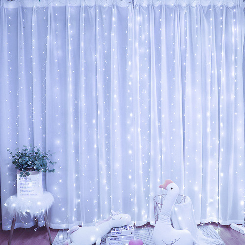 Cross-border 3*3m USB remote control timing led alloy wire curtain light string Christmas room decoration garland light