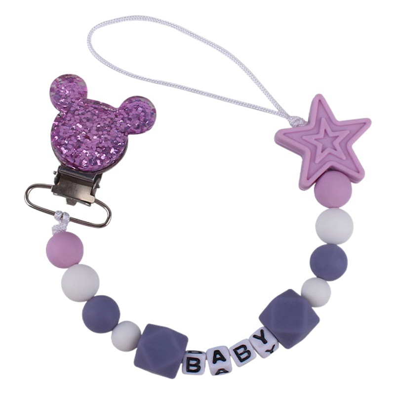 Mickey nuevo bebé chupete cadena bebé silicona dientes molienda anti-gota cadena materna y niño suministros anti-perdido cadena