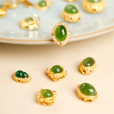 jewelry, jadeite leaf through-hole ornament | Zərgərlik ara hissələri