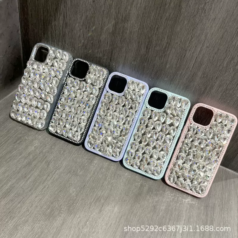 轻奢17电镀镜头框满钻高级感苹果17promax亚克力透明手机壳钻石