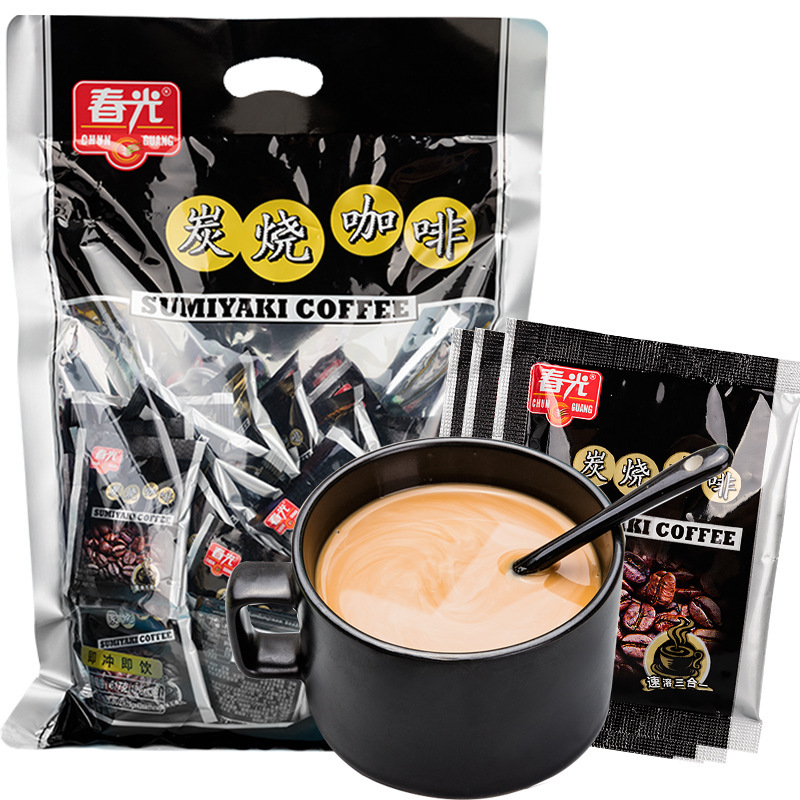 Hainan specialty Chunguang charcoal coffee 817G (43 packs) extra thick three-in-one instant charcoal coffee powder