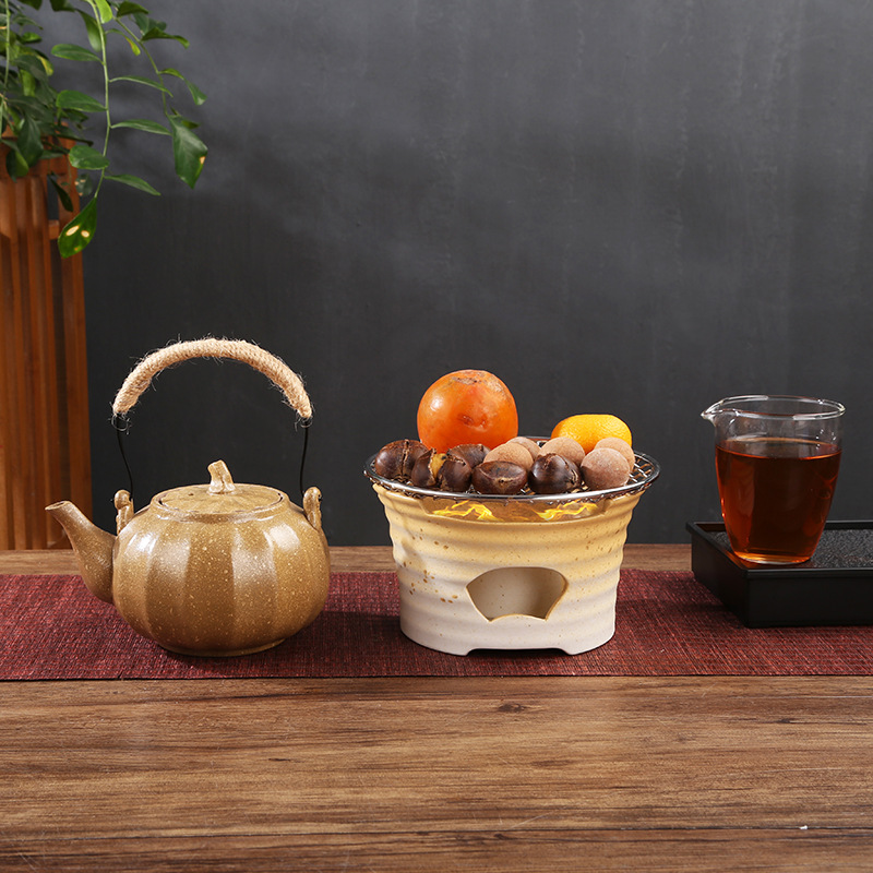 圍爐煮茶室內酒精蠟燭溫茶爐茶壺戶外明火煮茶器陶瓷炭爐茶具