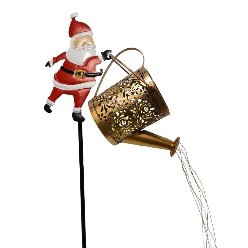 Nuevo creativo solar Santa lámpara de hierro forjado exterior pastoral balcón jardín iluminación decorativa