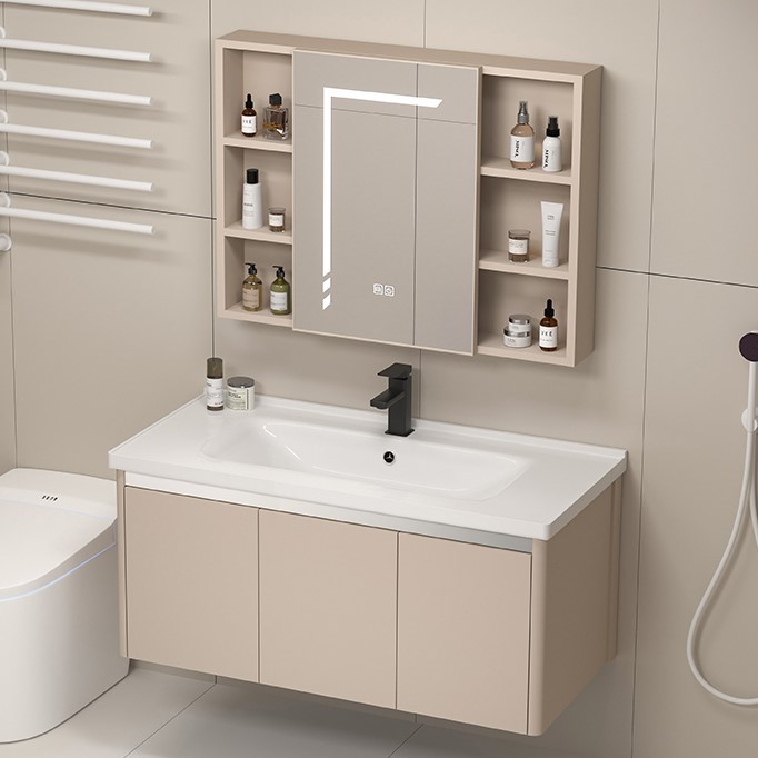 Nuevo gabinete de baño de aleación de aluminio lavabo de cerámica lavabo de baño integrado lavabo lavabo gabinete de lavabo