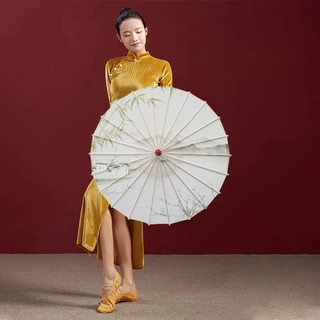 古风舞蹈伞油纸伞淡雅中国风水墨绿竹梅花
