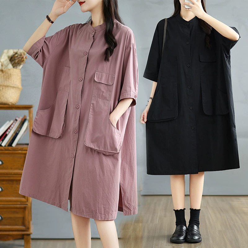 Summer solid dress, cardigan, 2025 years, plus size