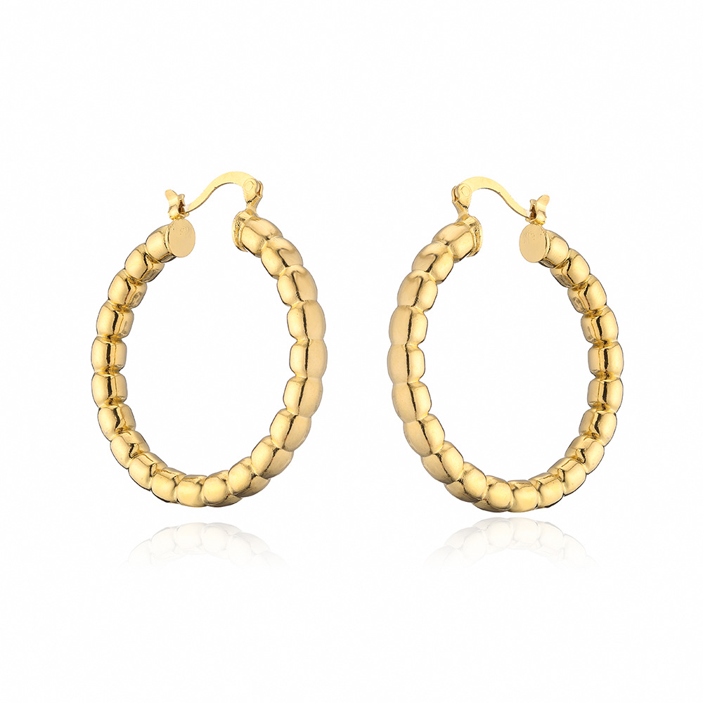 retro fashion round geometric copper plated 18K gold earrings