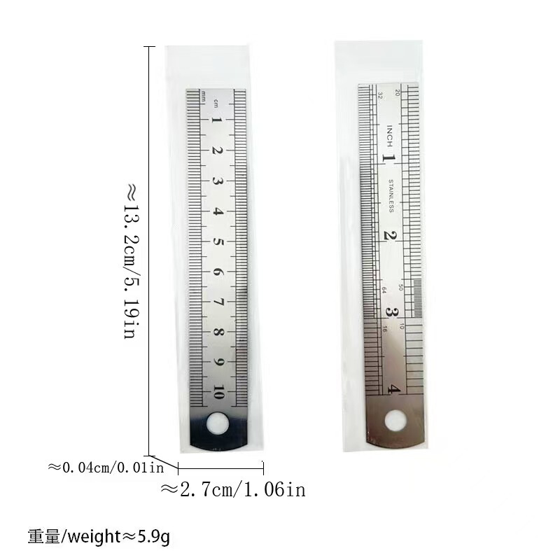 4 inch 10CM stainless steel ruler double-sided steel ruler foot thick steel plate inch cm double scale steel ruler iron ruler