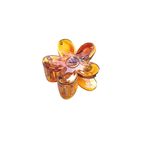 Korean new quality acrylic brown retro plum hair clip for girls, forest system transparent flower small side clip