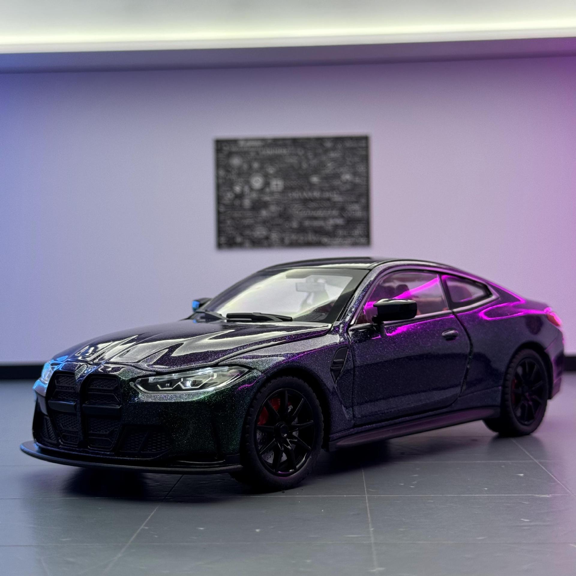 Lijiaxin modelo de coche de aleación 1:24 Baoma M4 coche deportivo retroceso con luz y sonido coche de juguete modelo de sonido al por mayor